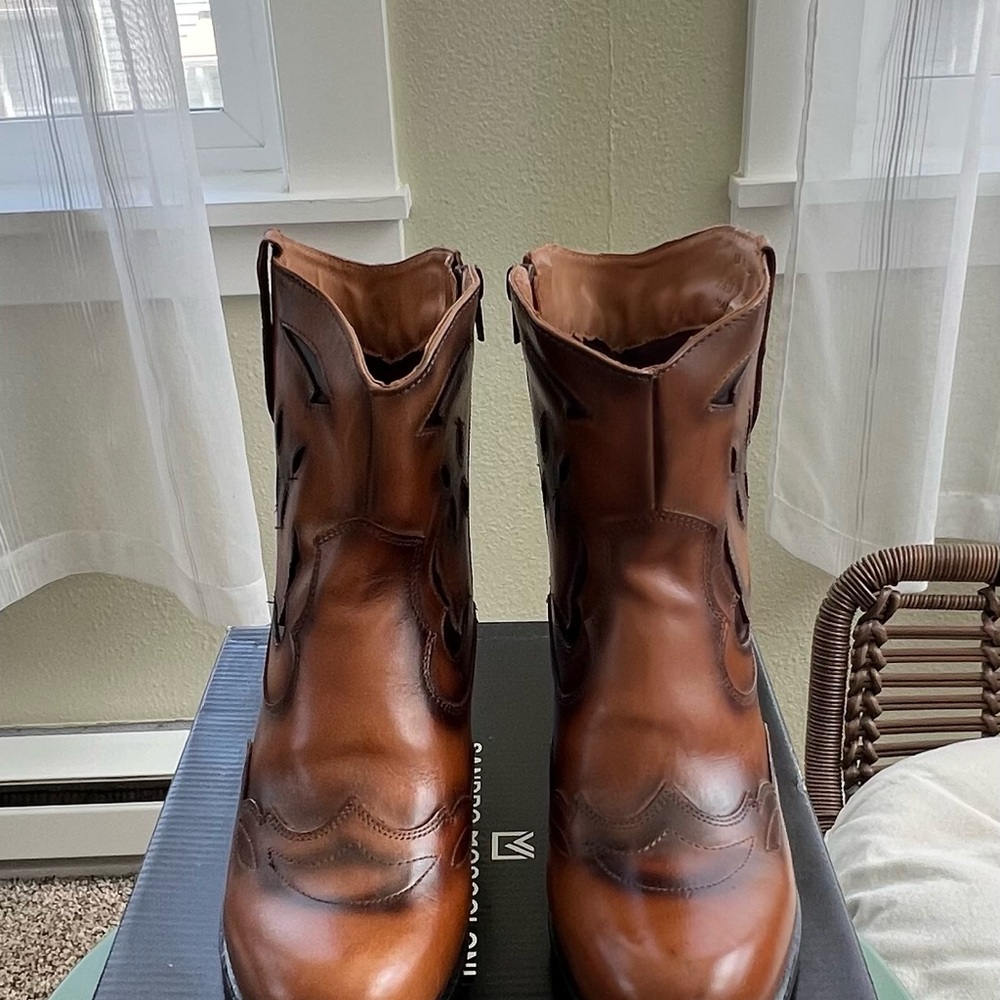 New Women’s Sandro Moscoloni Karen Brown Western Boots Size 8.5